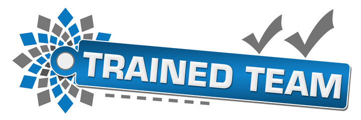 Trained Team Blue Grey Circular Label Tick Marks 
