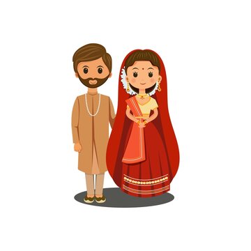 Indian Wedding Invitation Card Bride and Groom