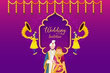 Indian Wedding Invitation Card Bride and Groom