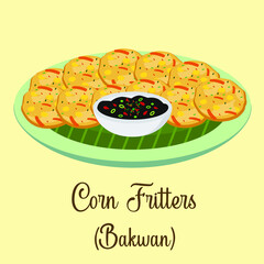 Corn Fritters Indonesian food vector design illustration