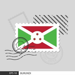 Burundi flag postage stamp. Isolated vector illustration on grey post stamp background and specify is vector eps10.