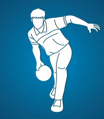 Bowling Player Bowler Action Cartoon Sport Graphic Vector