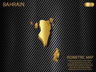 isometric map gold of Bahrain on carbon kevlar texture pattern tech sports innovation concept background. for website, infographic, banner vector illustration EPS10