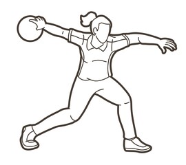 Bowling Player Bowler Action Cartoon Sport Graphic Vector