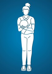 Bowling Player Bowler Action Cartoon Sport Graphic Vector