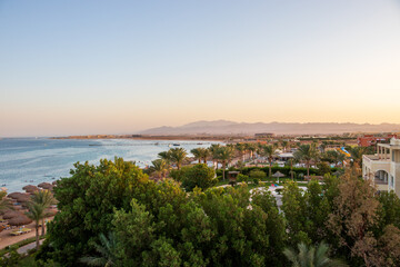Naklejka na ściany i meble Sunset over the red sea in Hurghada, Egypt