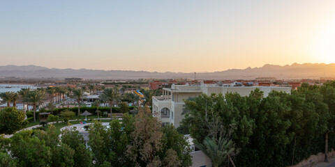 Fototapeta na wymiar Sunset over the red sea in Hurghada, Egypt