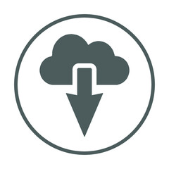 Cloud, cloudscape, download, online, storage icon. Gray vector design.