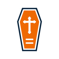 Obraz premium Coffin, dead, death, grave, Halloween, horror, scary icon. Editable vector graphics.
