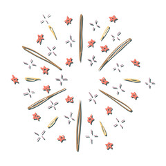 Obraz premium Vector hand drawn firework. Cute colorful doodle illustration isolated on white background. For greeting cards, print, web, design, decor.