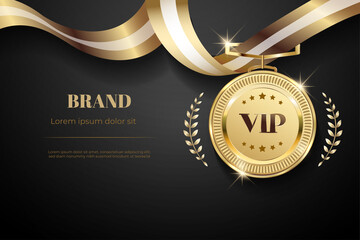 Winner award champion realistic golden trophy and crown template  - obrazy, fototapety, plakaty