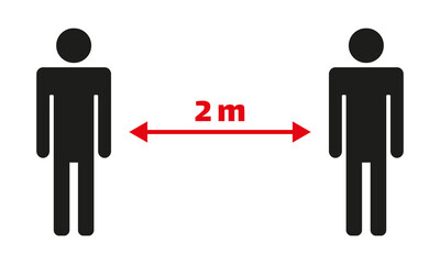 Keep at least 2 meter distance from others. Coronavirus caution sign.