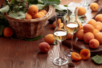 Apricot liquor with fresh fruits.
