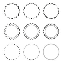 Set of round decorative labels borders frames