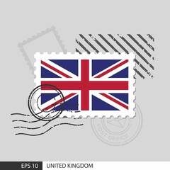 UK flag postage stamp. Isolated vector illustration on grey post stamp background and specify is vector eps10.