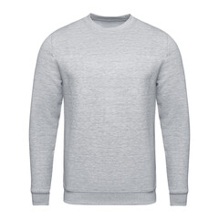 Grey sweatshirt mockup. Pullover long sleeve, clipping path, isolated on white background. Template sweatshirt mens front for design and print - 469663148