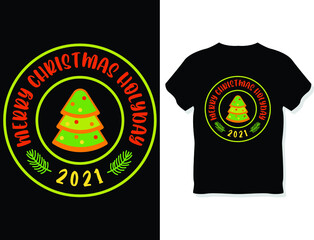 Merry Christmas t-shirt design. Holiday t-shirt logo