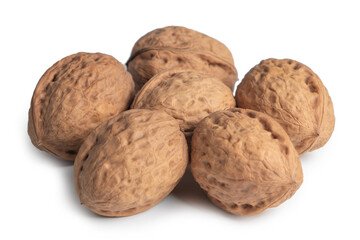 Walnuts isolated on white background.
