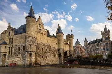 Fotobehang Medieval castle "Het Steen" in the center of Antwerp. © Jan van der Wolf