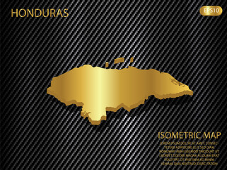 isometric map gold of Honduras on carbon kevlar texture pattern tech sports innovation concept background. for website, infographic, banner vector illustration EPS10