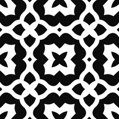 Classic black and white ornament seamless pattern. Vector geometric abstract repeat background.