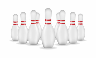 Group of bowling pins isolated on white background, vector