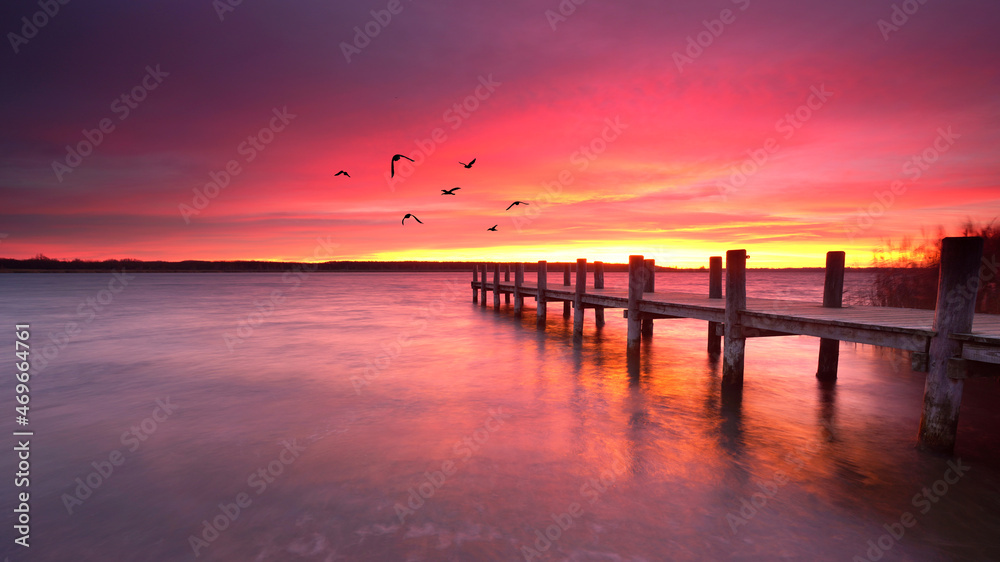 Poster Morgenrot am See