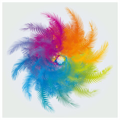 Obraz premium Mandala Rosace Etoile Couleurs Arc en Ciel, isolé sur fond gris