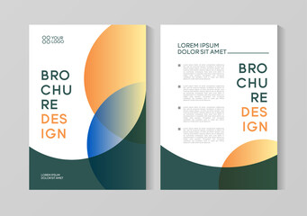 Flyer brochure design, business cover size A4 template, geometric circles orange and green color