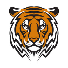 Tiger head, vector illustration, stylized logo with tiger head, symbol of the year 2022, sports mascot. Linear silhouette of a predator.