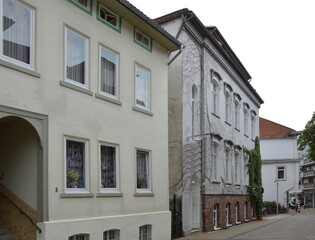 Fototapeta na wymiar Historische Fassade in der Kurstadt Bad Pyrmont, Niedersachsen