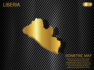 isometric map gold of Liberia on carbon kevlar texture pattern tech sports innovation concept background. for website, infographic, banner vector illustration EPS10