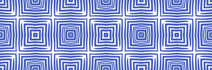 Tiled watercolor seamless border. Indigo