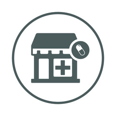 Drugstore, market icon. Gray vector design.