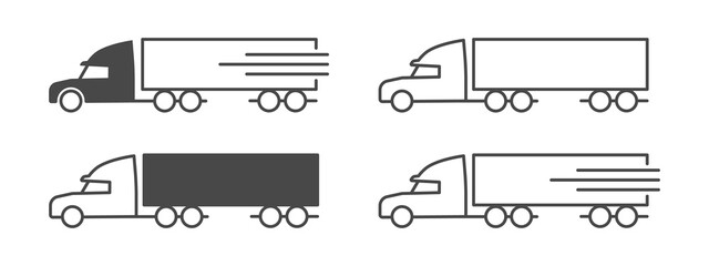 Delivery icons. American truck icons. Delivery service icons. Vector illustration