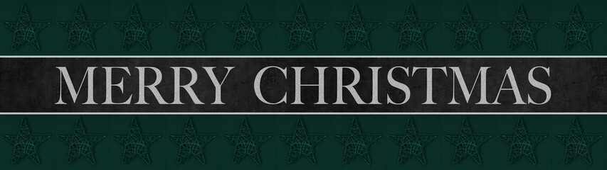 Merry Christmas background banner panorama template greeting card - Star from branches on dark...