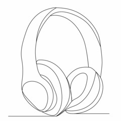 headphones one continuous line drawing vector, isolated