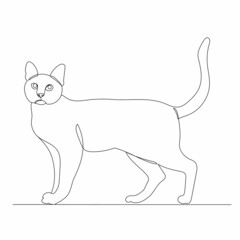 cat drawing one continuous line vector, isolated