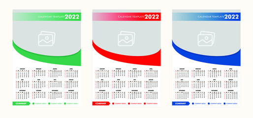 Colorful business wall calendar design template Vector