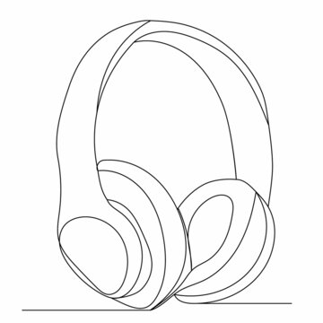recommend clip art: headphones one continuous line drawing vector, isolated