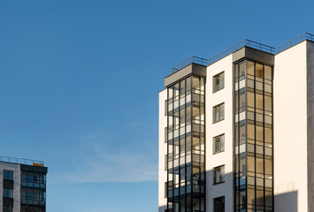 exterior new building, economy class residential building against the sky , Russia