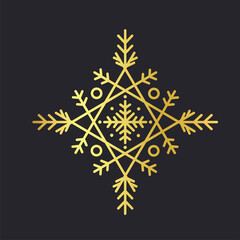 Gold Set vector snowflakes isolated , Ethnic ice cristal ornament, christmas icons, snowflakes for print, design for banner, idea, cover, booklet, print, flyer, card, poster, badge, postcard