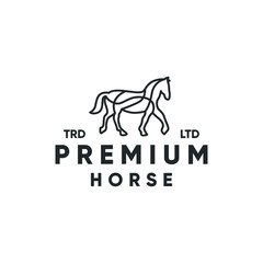Monoline premium horse modern style logo design