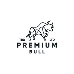 Monoline premium bull modern style logo design