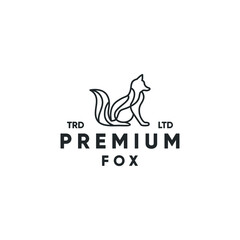 Monoline premium fox modern style logo design
