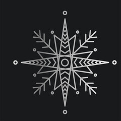 Silver Set vector snowflakes isolated , Ethnic ice cristal ornament, christmas icons, snowflakes for print, design for banner, idea, cover, booklet, print, flyer, card, poster, badge, postcard