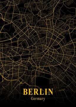 Berlin - Germany Gold City Map