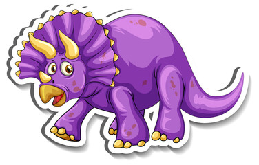 Triceratops dinosaur cartoon character sticker