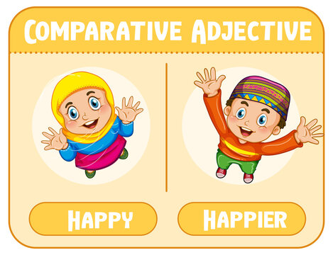 Comparative adjectives for word happy