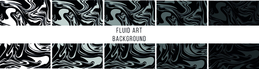 Liquid marble backgrounds set. Background fluid art. Mixed oil paints